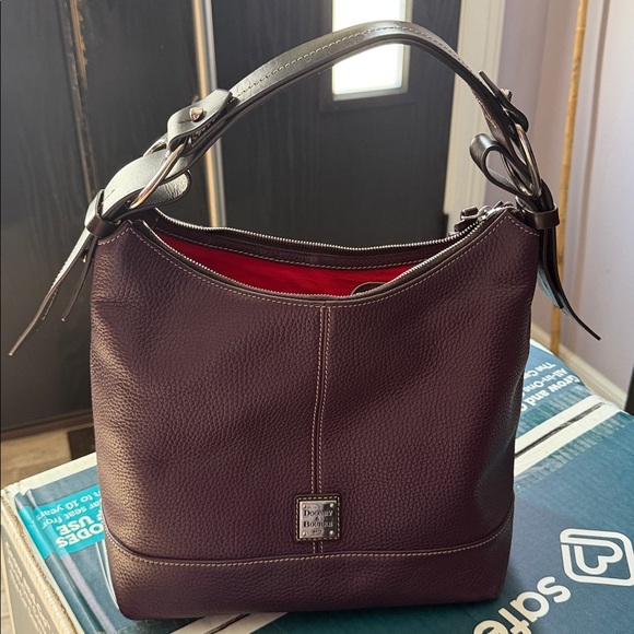 Dooney & Bourke Plum Pebbled Leather Shoulder Bag - Picture 8 of 9